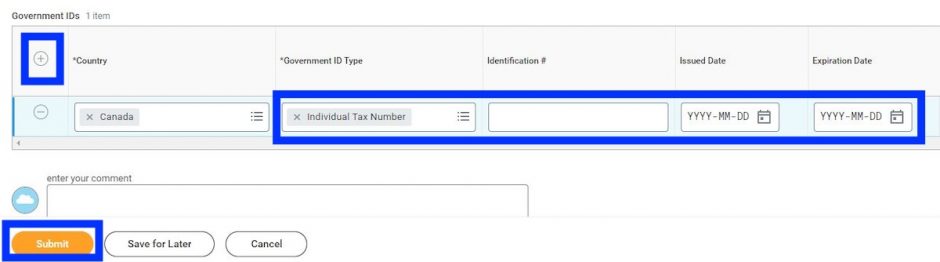 Adding your Social Insurance Number (SIN) or International Tax Number ...